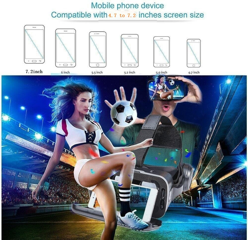 SHINECON G04E/A VR Headset 6th Generation - 3D Virtual Reality Glasses with Headphones & Game Controller for Smartphones | Compatible with iOS Android | 100° FOV | Immersive Mobile VR Gaming & Video Experience