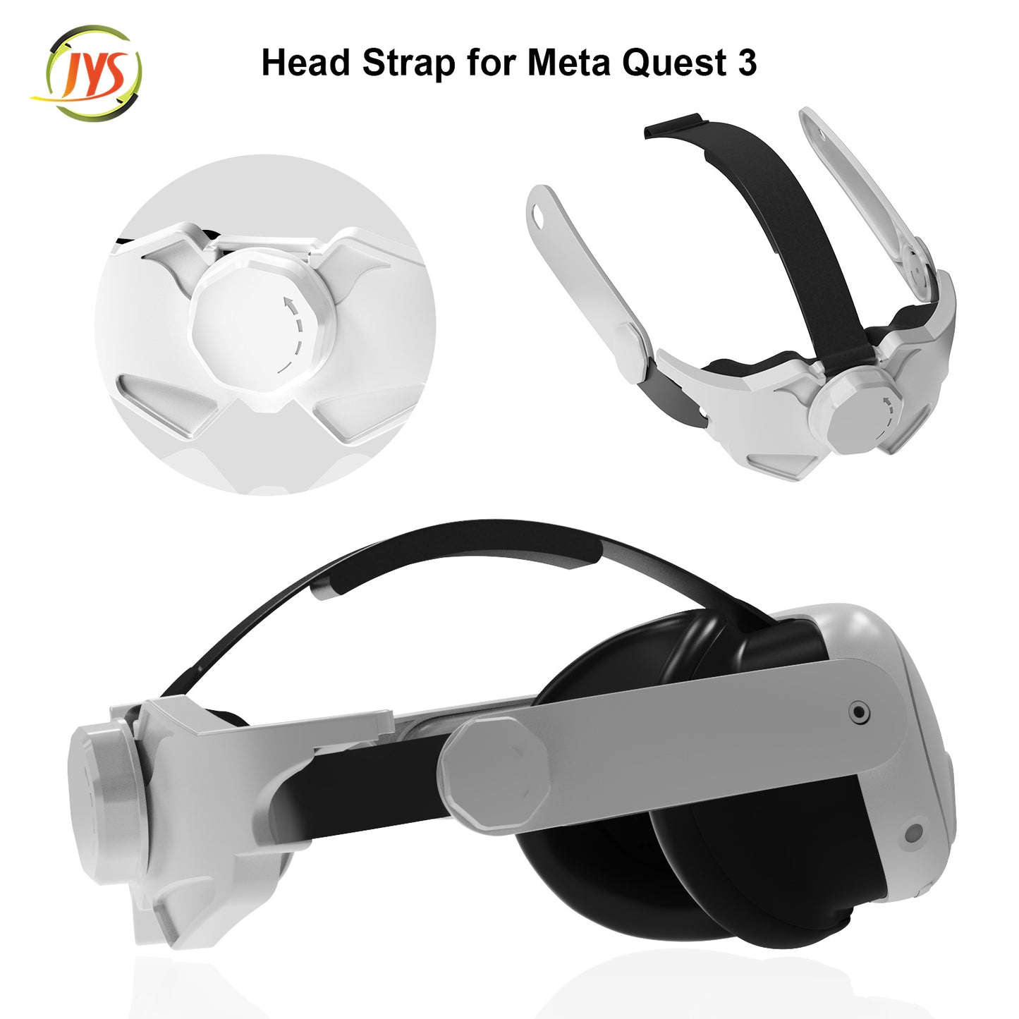 "Meta Quest 3 Adjustable Head Strap Replacement | Enhanced Comfort VR Headband for Oculus Quest 3 | Multi-Angle Support | Lightweight ABS Design | White"