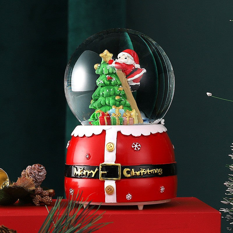 Santa Claus Light-Up Crystal Ball - Automatic Snowfall - Creative Christmas Gift for Classmates - Music Box Desktop Ornament