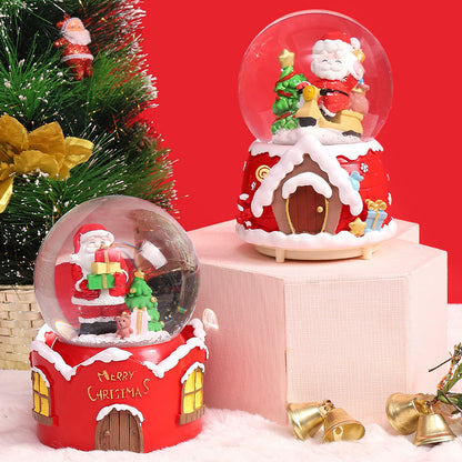 Santa Claus Light-Up Crystal Ball - Automatic Snowfall - Creative Christmas Gift for Classmates - Music Box Desktop Ornament