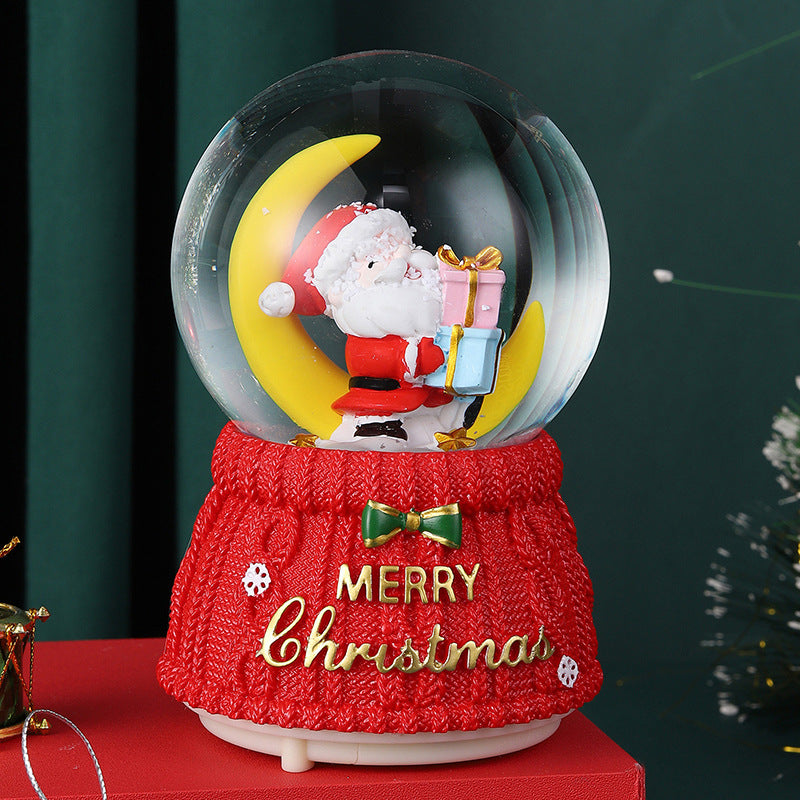 Santa Claus Light-Up Crystal Ball - Automatic Snowfall - Creative Christmas Gift for Classmates - Music Box Desktop Ornament
