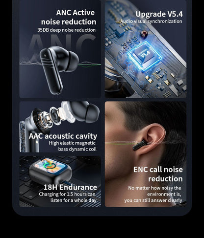 Wireless Earbuds with IPX4 Waterproof | 8H Playtime & Digital Display Charging Case | Bluetooth 5.3 Stereo Sound | Voice Control & 15m Range | In-Ear Earphones for Sports/Running