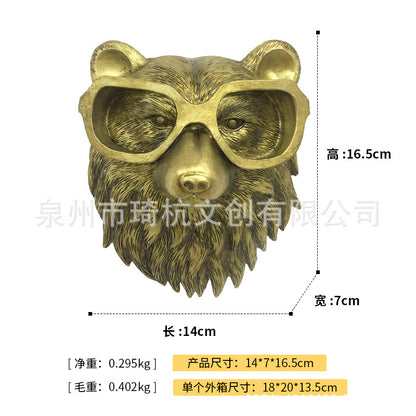 Resin Animal Wall Mount Decor | Faux Copper Animal Heads for Home & Office Decoration