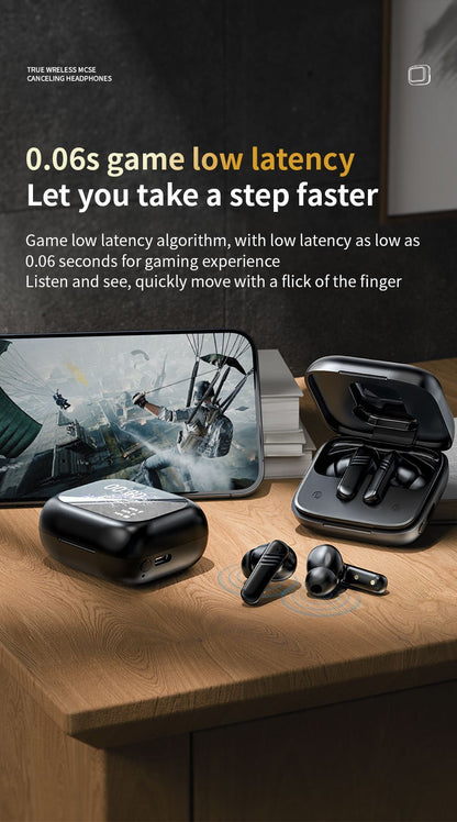 Wireless Earbuds with IPX4 Waterproof | 8H Playtime & Digital Display Charging Case | Bluetooth 5.3 Stereo Sound | Voice Control & 15m Range | In-Ear Earphones for Sports/Running