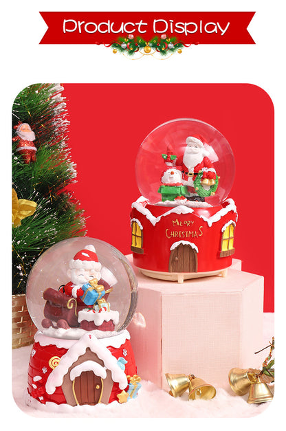 Santa Claus Light-Up Crystal Ball - Automatic Snowfall - Creative Christmas Gift for Classmates - Music Box Desktop Ornament