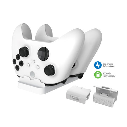 "Xbox Series X/S & One Controller Dual Charging Station | Fast Wireless Charger Dock for Xbox One/X/S Controllers | Includes 2 Rechargeable Batteries | 5.7×1.6×5.3in Slim Design | USB Powered (Black)"