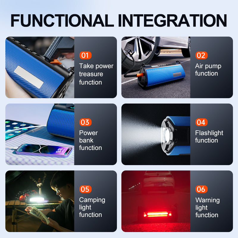 TS03 Series Car Jump Starter & Air Compressor 2-in-1 | 10000mAh Wireless Portable Power Bank | Digital Tyre Inflator 150PSI | LED Emergency Light | for Cars, Utes, SUVs (12.6" Hose)