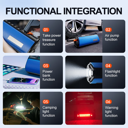 TS03 Series Car Jump Starter & Air Compressor 2-in-1 | 10000mAh Wireless Portable Power Bank | Digital Tyre Inflator 150PSI | LED Emergency Light | for Cars, Utes, SUVs (12.6" Hose)