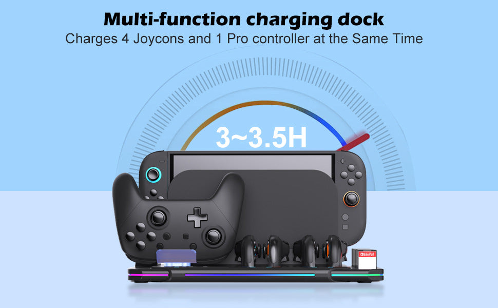 Switch 2 Cooling Dock with 4 Joy-Con Charger | Pro Controller & Game Card Holder | RGB Fan Base Station for Nintendo Switch 2 Accessories