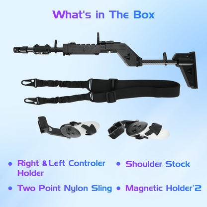 Meta Quest 3S/3 VR Rifle Stock Controller Attachment - Alloy Machine Gun Stock for Quest 3S/3/2 Handles | VR Shooting Game Accessory for Onward, Pavlov, Contractors