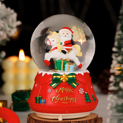 Santa Claus Light-Up Crystal Ball - Automatic Snowfall - Creative Christmas Gift for Classmates - Music Box Desktop Ornament