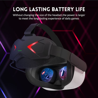 VR Power Strap for Meta Quest 2 – Elite-Style Head Strap with 5000mAh Battery Pack – Adjustable Comfortable Design, Face Pressure-Free, Lightweight VR Charging Headband for Oculus Quest 2 (Black)