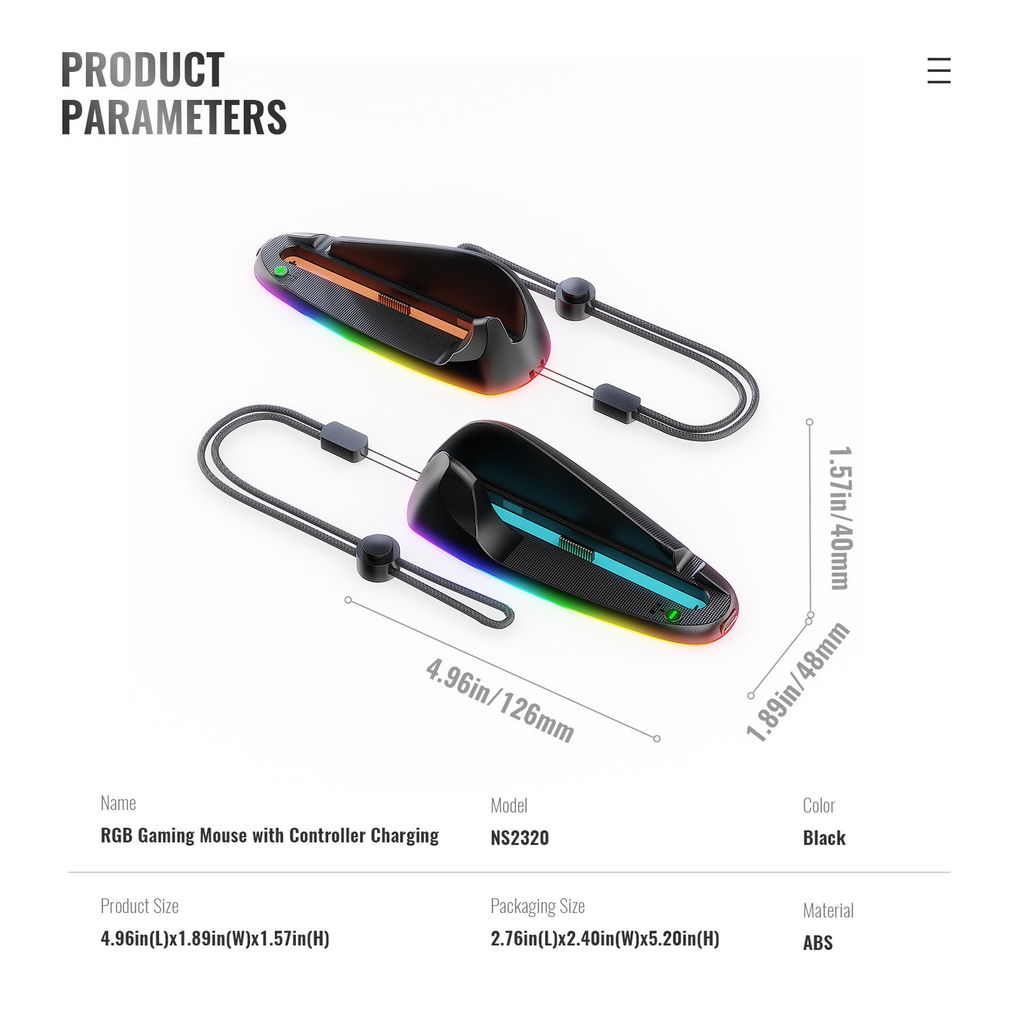 Nintendo Switch 2 Joy-Con Charging Mouse Dock | RGB LED Charging Station with Wireless Optical Mouse | Rechargeable NS2 Controller Dock with RGB Lighting [2025 New Version]