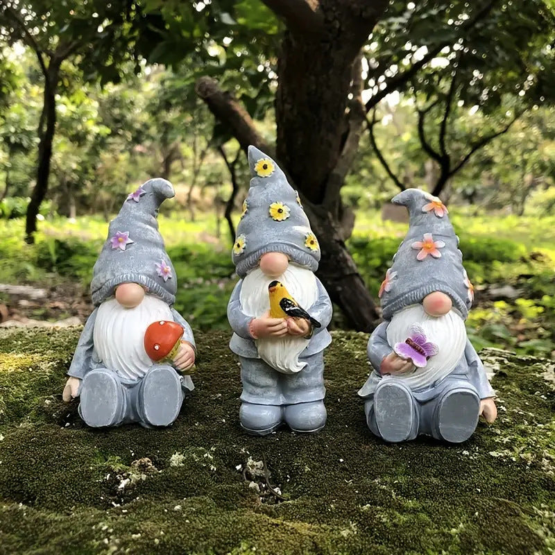 Christmas Dwarf Figurines Outdoor Garden Decor - 3-Piece Set Resin Crafts