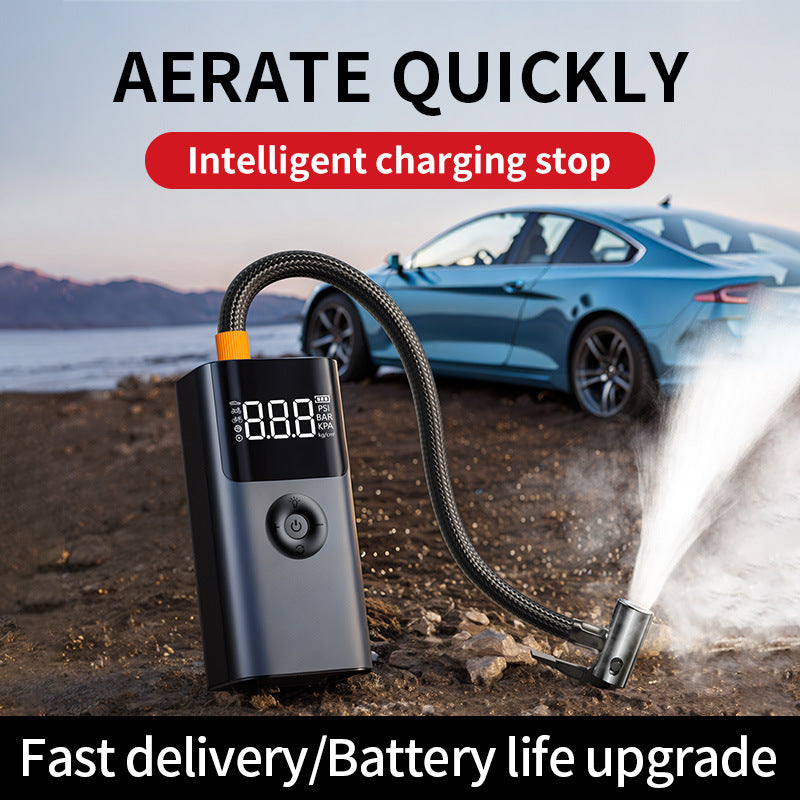 Portable tyre inflator and starter set (petrol/diesel dual fuel) - USB rechargeable, LED light, digital display, clamps, hoses and accessories for cars, motorbikes, bicycles