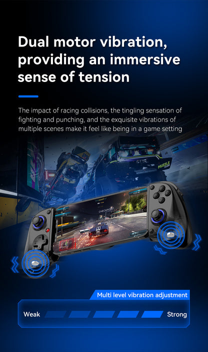 D11/D11S Telescopic Bluetooth Game Controller for Switch/PC/Android/iOS - Hall Effect Triggers, 6-Axis Gyro, Vibration, Xbox Cloud Streaming - White/Black (D11S with Cooling Fan)