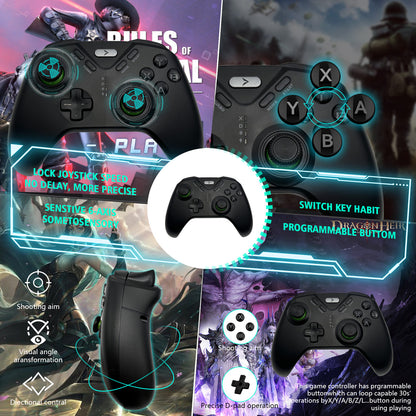 2.4G/Bluetooth Wireless Gaming Controller for PS5, Xbox Series X/S, Switch, PC - Dual Mode Gamepad with Vibration, Gyro, RGB Lighting - Elite Level Pro Controller for Gaming & Android Phones