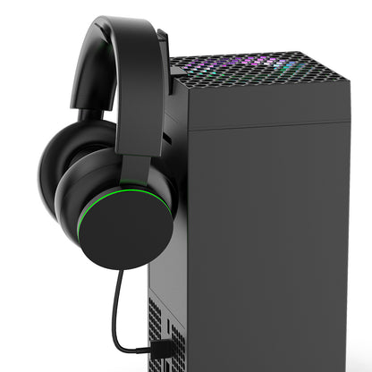 Xbox Series X Cooling Fan with RGB Lights & Headset Stand - Temperature Control Cooling System with Headphone Mount Holder | Vertical Console Stand with LED Lighting | Xbox Accessories