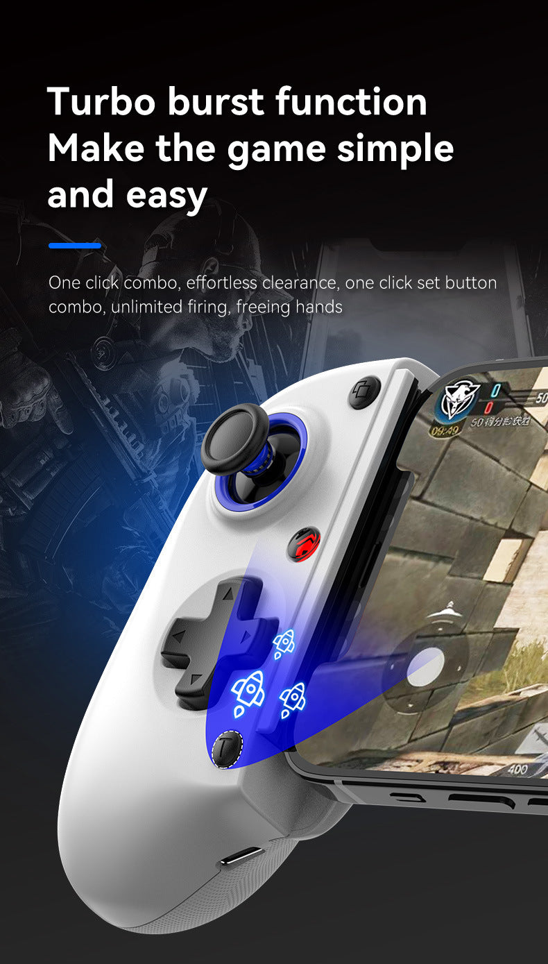 D11/D11S Telescopic Bluetooth Game Controller for Switch/PC/Android/iOS - Hall Effect Triggers, 6-Axis Gyro, Vibration, Xbox Cloud Streaming - White/Black (D11S with Cooling Fan)