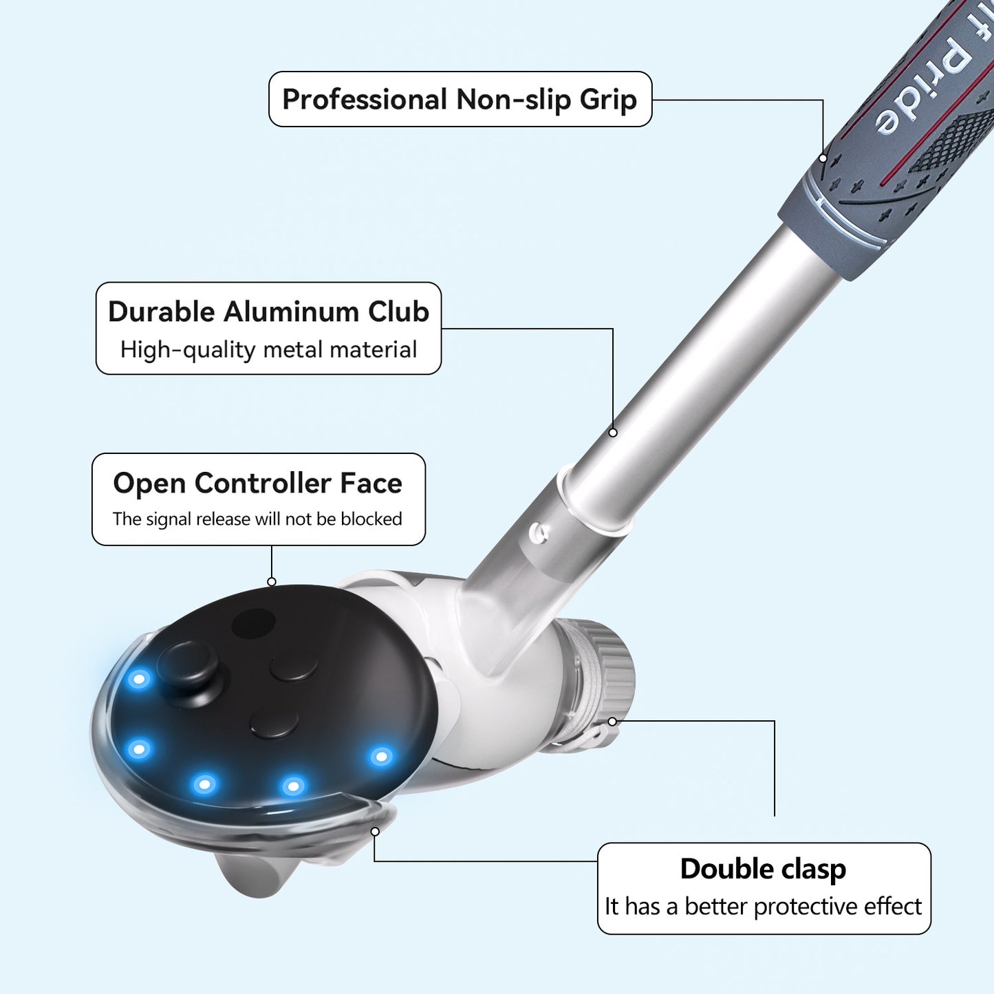 Meta Quest 3S/3/2 VR Sports Handle | Aluminum Alloy + ABS Golf/Baseball/Tennis Attachment | Compatible with Quest 3S Controllers | Immersive VR Gaming Accessory