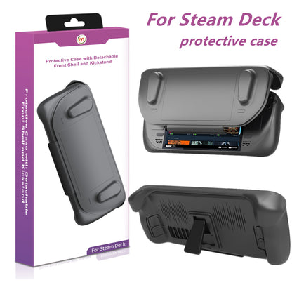 Steam Deck Full Protection Case with Front Cover & Cooling Stand | Shockproof TPU Shell | Built-in Adjustable Stand | Anti-Slip Grip | Fits All Steam Deck Models