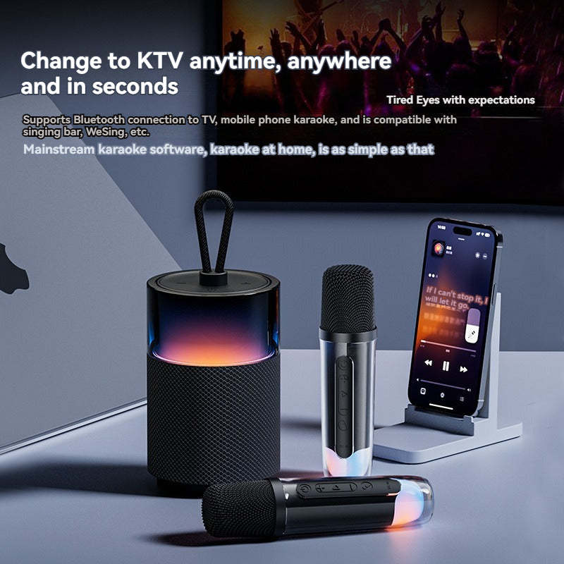 Wireless Bluetooth Speaker with Subwoofer, LED Lights, Mic & Karaoke – Long Battery Life, High-Quality Sound