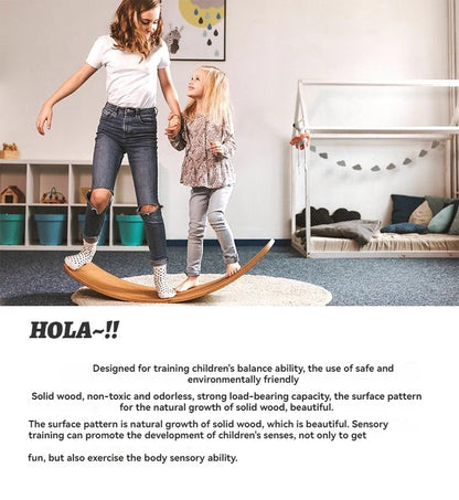 Montessori Balance Board by Baby360 – ARC Curved Wooden Wobble Board for Toddlers & Kids