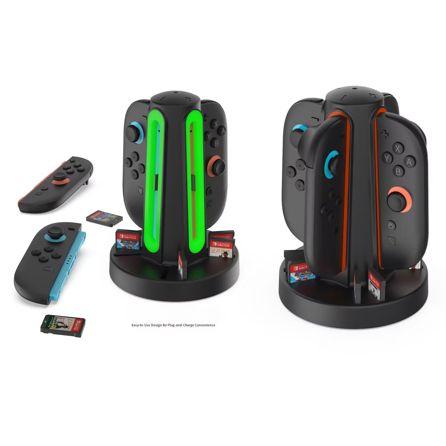Nintendo Switch 2 Joy-Con Charging Dock - 4-in-1 Magnetic Charging Station with Game Card Holder, RGB Lighting, Compact Design for NS2 Left & Right Controllers (10.2 x 4.5 x 2.3 inches)
