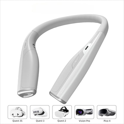 "20W Fast Charging Neck Power Bank for Meta Quest 3/3S | 6000mAh VR Battery Pack | Wearable White ABS Charging Accessory | Extended Playtime (Model: MQ3S-Neck)"