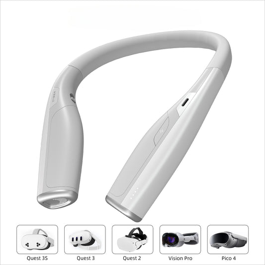 "20W Fast Charging Neck Power Bank for Meta Quest 3/3S | 6000mAh VR Battery Pack | Wearable White ABS Charging Accessory | Extended Playtime (Model: MQ3S-Neck)"