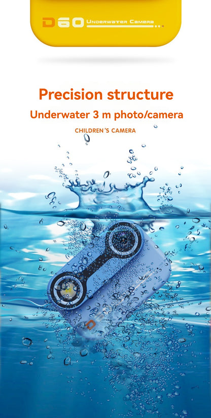 "D60 Waterproof Kids Camera – 3m Underwater Digital Camera for Children, Shockproof & Portable Mini Action Camera for Swimming, Snorkeling, Beach, Pool – Includes 32GB Memory Card, Fun Filters, Games (3.74 x 1.34 x 2.58 inches)"