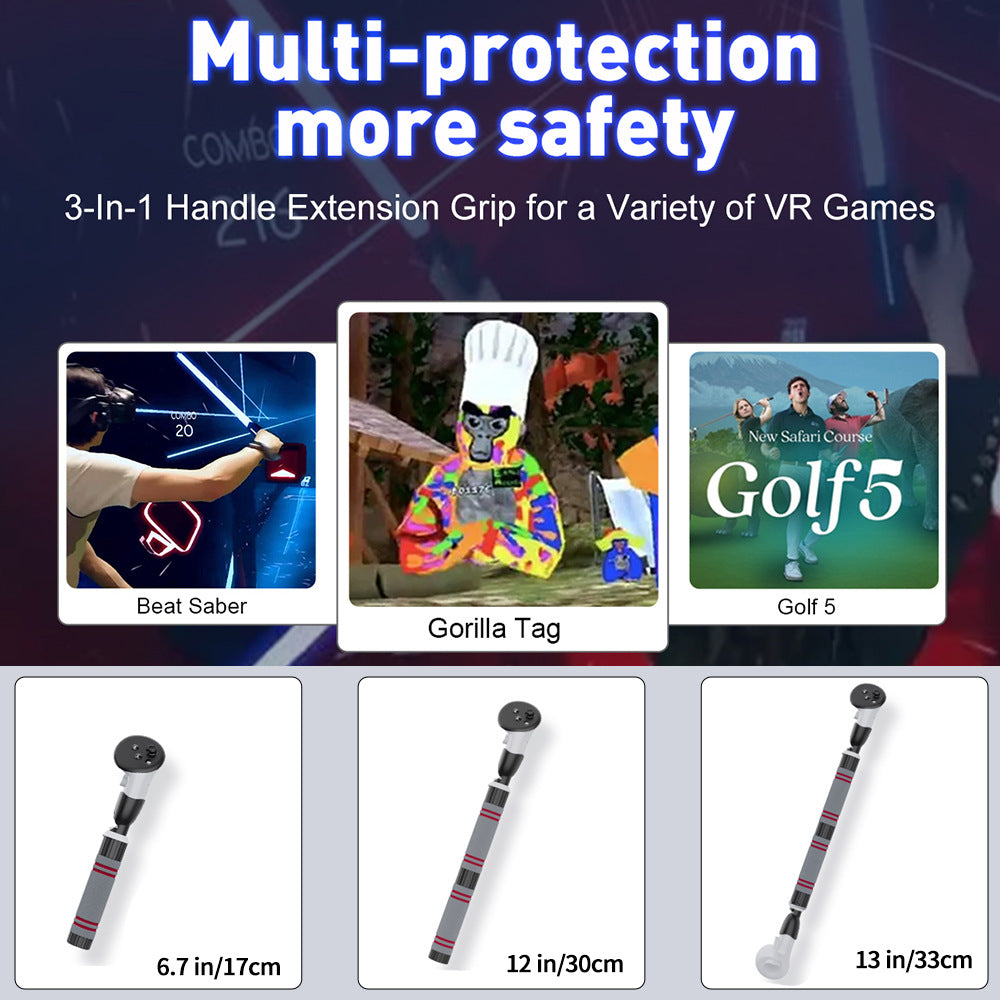 Meta Quest 3 Golf Controller Handle Extension - VR Headset Accessory for Enhanced Gaming Grip and Control