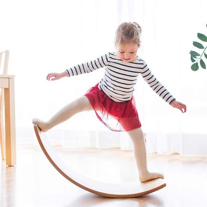 Montessori Balance Board by Baby360 – ARC Curved Wooden Wobble Board for Toddlers & Kids