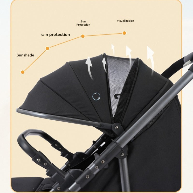 Baby360 FLOW Lightweight Baby Stroller – Foldable, Reversible Seat, Sun Canopy (Newborn to Toddler)