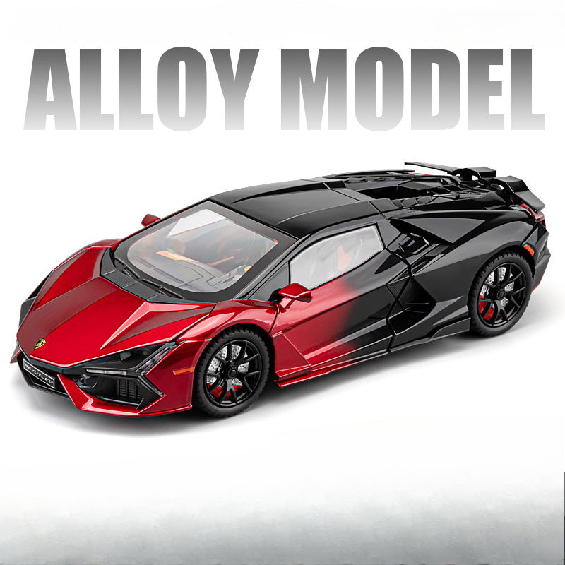 Lamborghini Revuelto 1:24 Scale Die-Cast Alloy Car Model – Pull-Back & Open Doors, Sound & Light, Shock Absorption & Steering, Collectible Supercar Toy for Kids & Adults