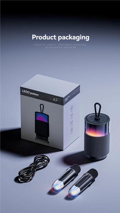 Wireless Bluetooth Speaker with Subwoofer, LED Lights, Mic & Karaoke – Long Battery Life, High-Quality Sound
