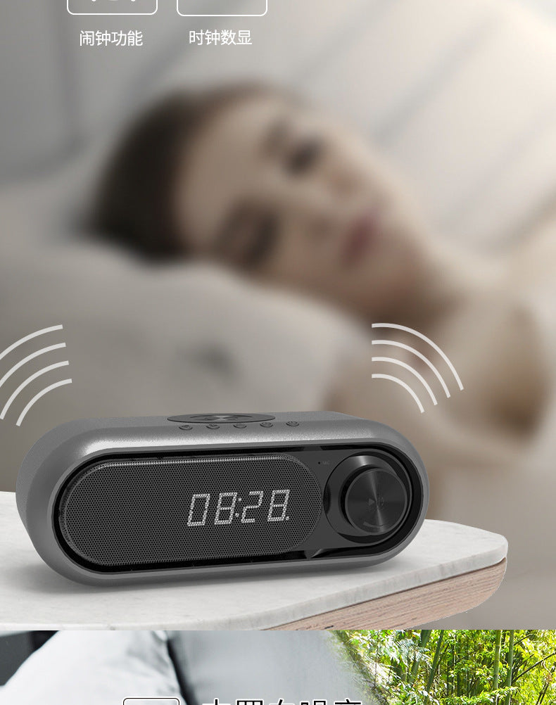 Bluetooth speaker wireless charging Bluetooth speaker wireless charger LED clock alarm sound