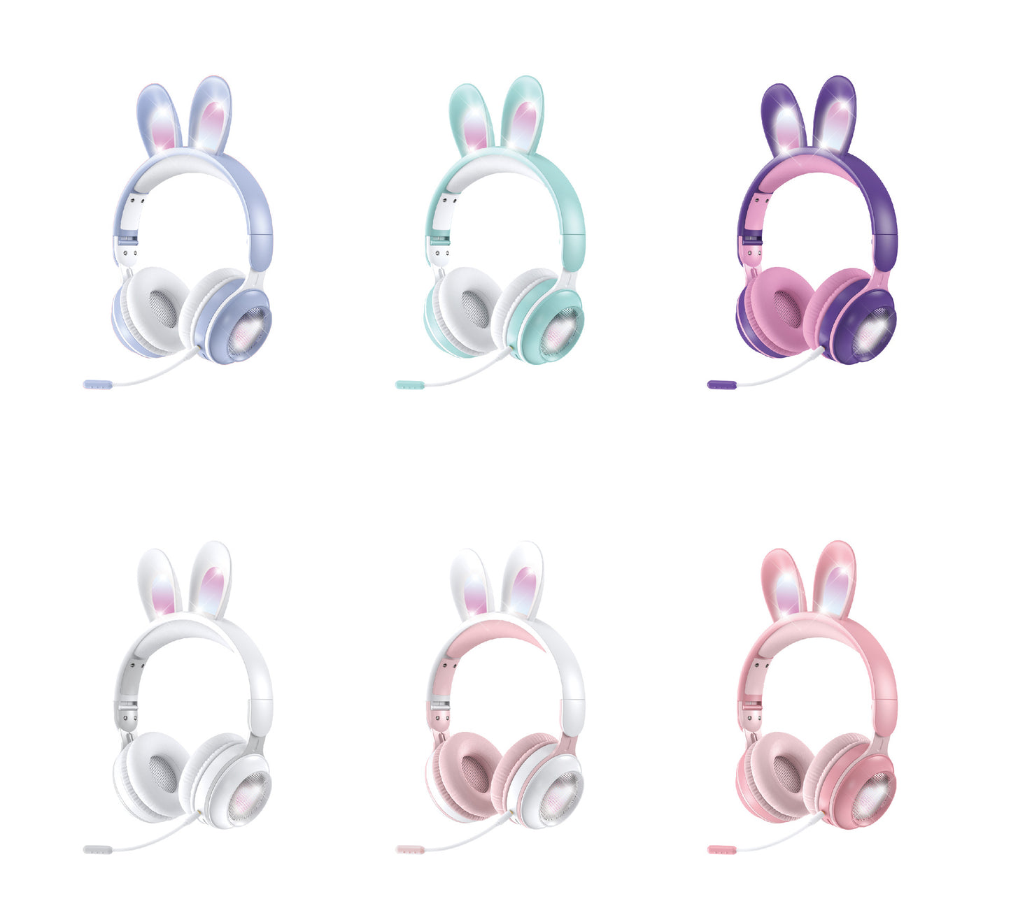 headset wireless headset microphone glow rabbit ears girl music Bluetooth headse