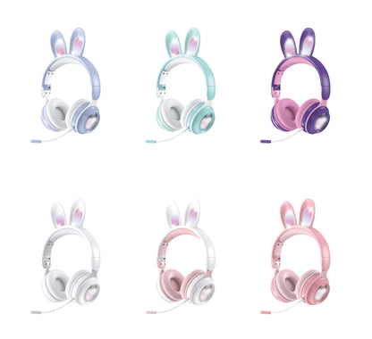 headset wireless headset microphone glow rabbit ears girl music Bluetooth headse