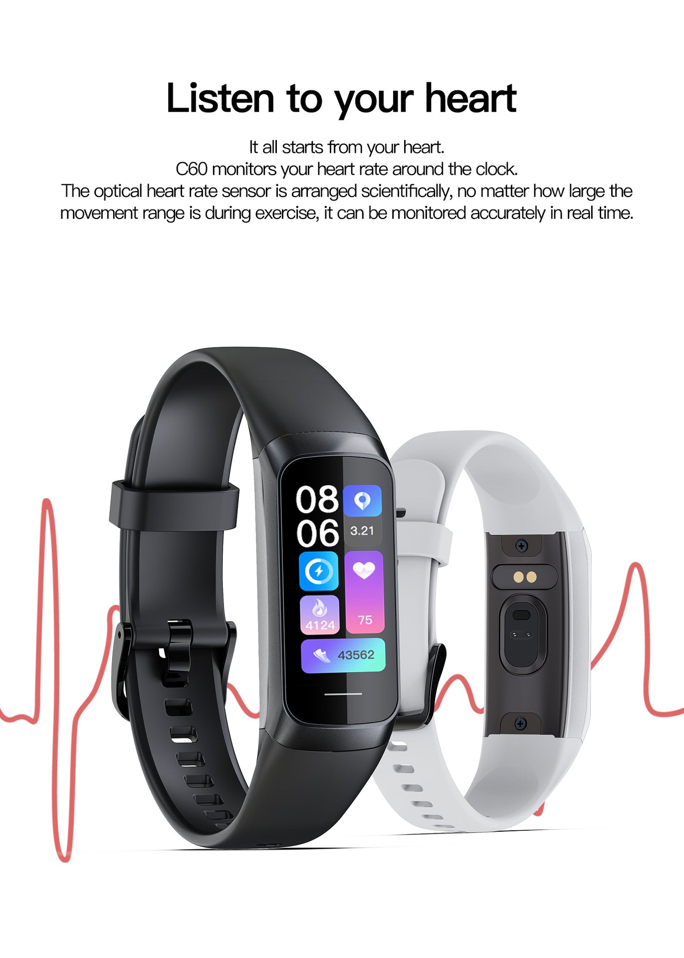 Smart Watch with Blood Oxygen and Heart Rate Monitoring and Multi-functions