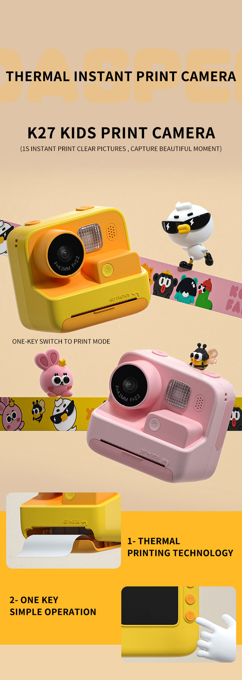 Instant Print Kids Camera with Thermal Printing Technology - Perfect Gift for Kids