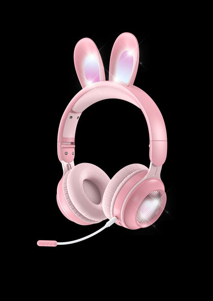 headset wireless headset microphone glow rabbit ears girl music Bluetooth headse