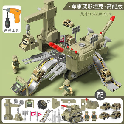 disassembly 4-in-1 deformation engineering vehicle with trolley sliding track