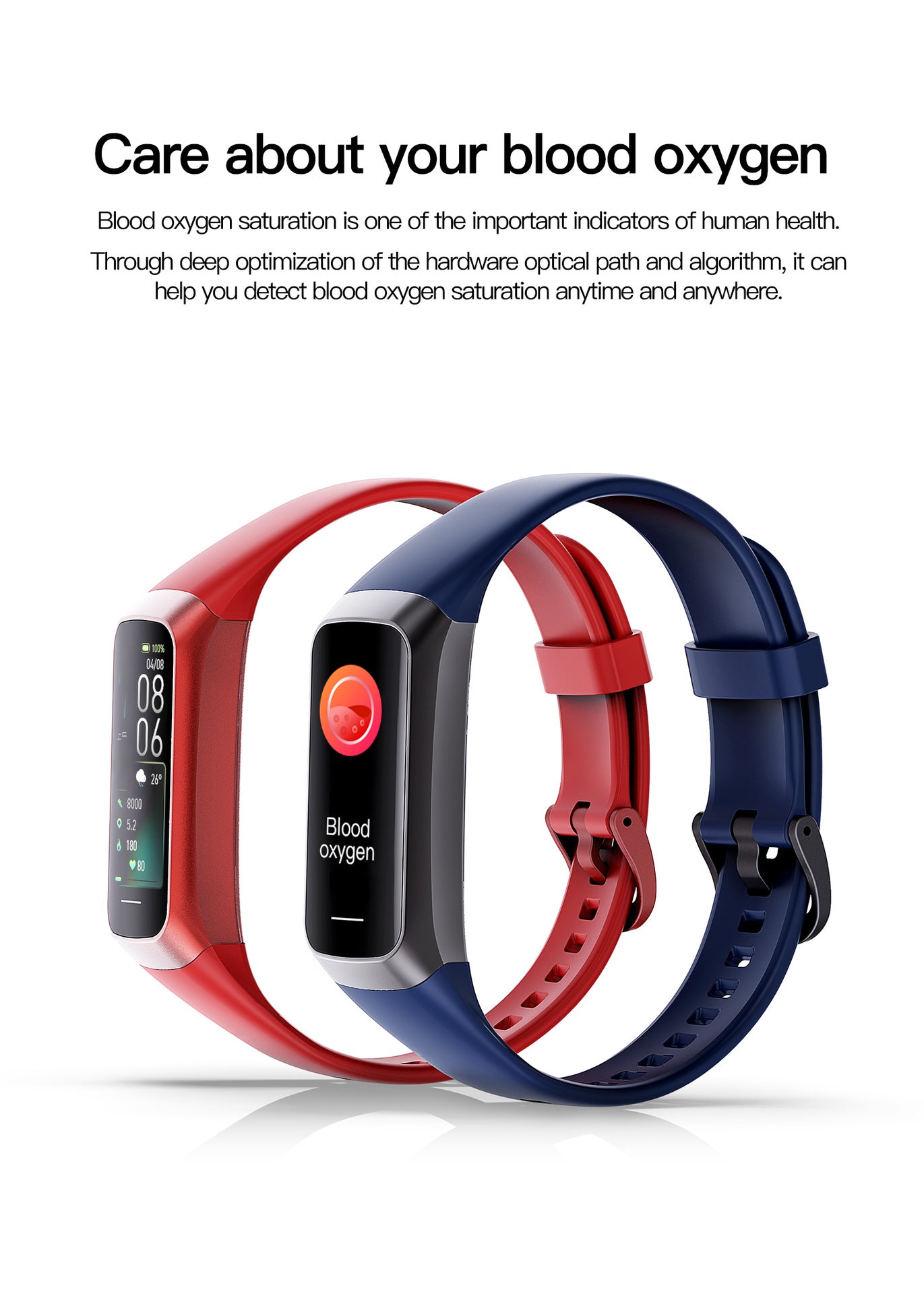 Smart Watch with Blood Oxygen and Heart Rate Monitoring and Multi-functions