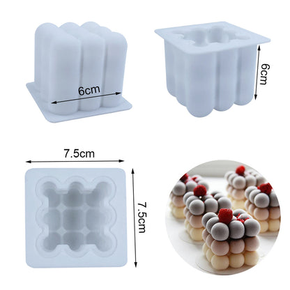 3D Silicone Soybean Mousse Mold for French Baking, bubble candle Rubik's Cube Candle and Aromatherapy Mold
