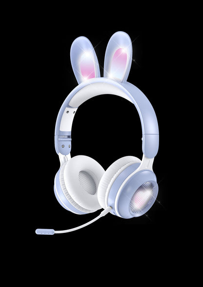 headset wireless headset microphone glow rabbit ears girl music Bluetooth headse