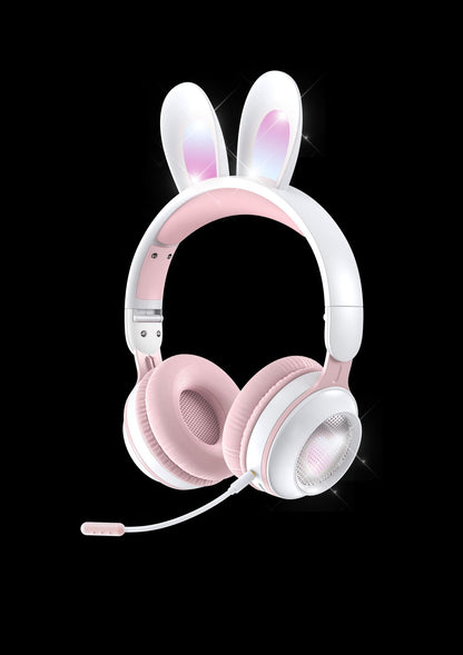 headset wireless headset microphone glow rabbit ears girl music Bluetooth headse
