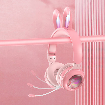 headset wireless headset microphone glow rabbit ears girl music Bluetooth headse